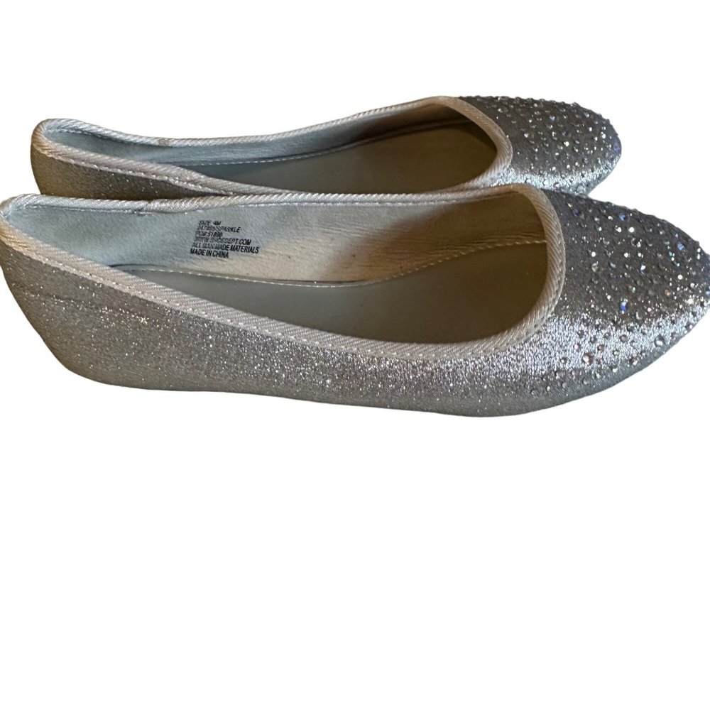 Hot Cakes silver beaded flats perfect for the holiday season size 4 M - Picture 5 of 7